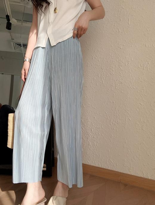 三宅风琴褶皱裤一片式亮丝压褶垂感高腰直筒阔腿裤 商品图9