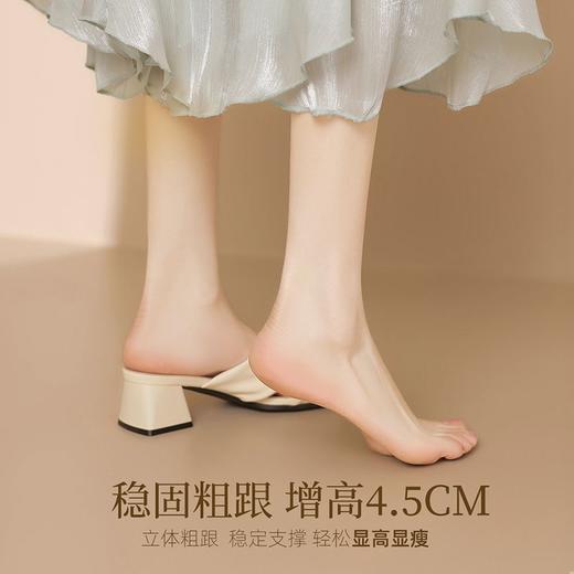 ZHR则则粗跟拖鞋女外穿2025新款夏季女鞋百搭配裙子法式一字拖鞋 商品图4