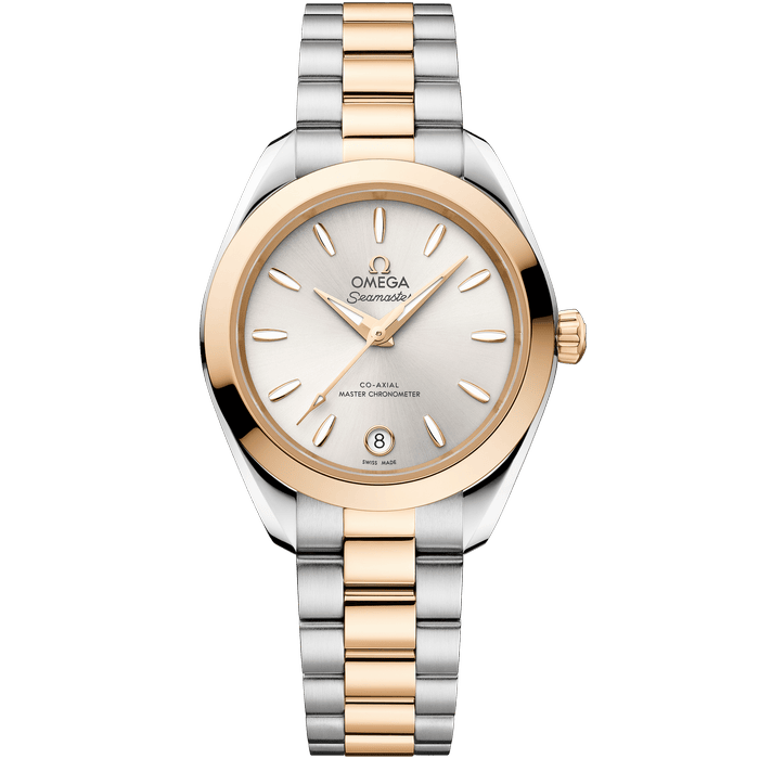 欧米茄海马系列Aqua Terra 30毫米女士腕表 精钢-Moonshine 18K金表壳搭配银色表盘