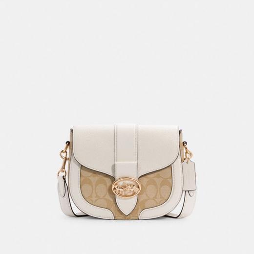 COACH 奥莱款小号女士PVC配皮单肩斜挎包马鞍包 商品图0