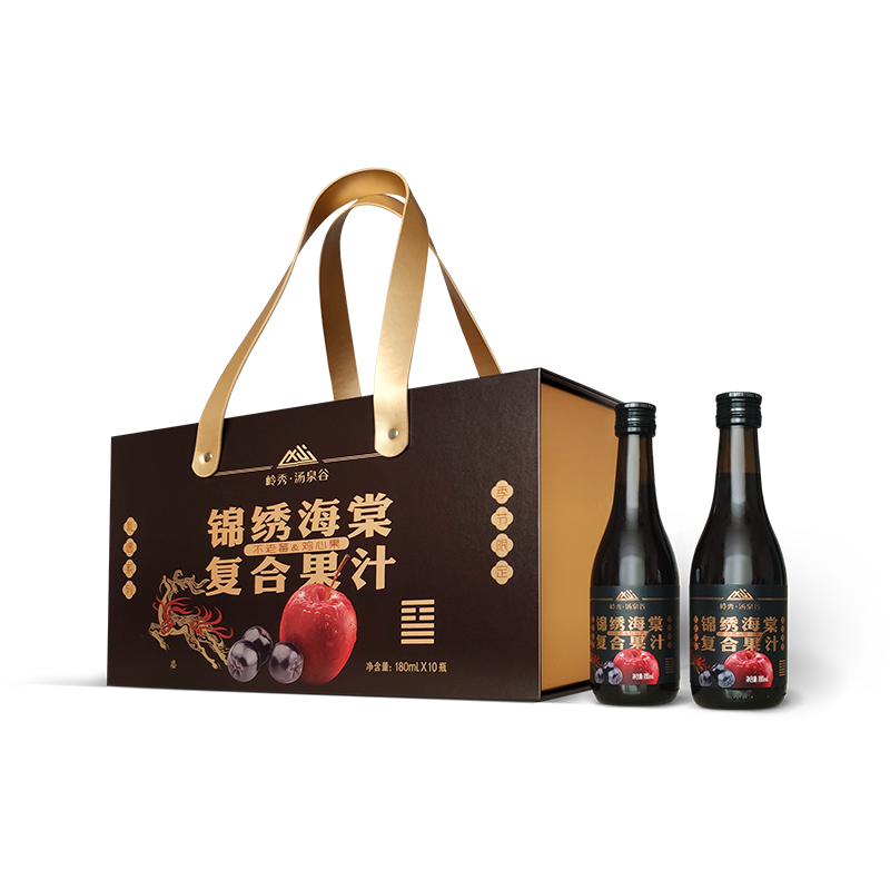 岭秀·汤泉谷锦绣海棠复合果汁180ml*10瓶（礼盒装）