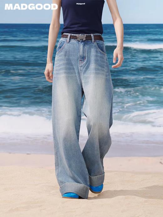 马得工地/MDGDCK252324/脚口翻折基础直筒牛仔裤 商品图1