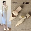 ZHR则则法式尖头粗跟穆勒拖鞋女鞋2025夏季新款优雅舒适透气拖鞋 商品缩略图0