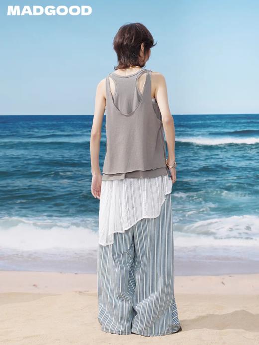 马得工地/MDGDBX252337/歌词印花假两件宽松雪花棉背心 商品图1