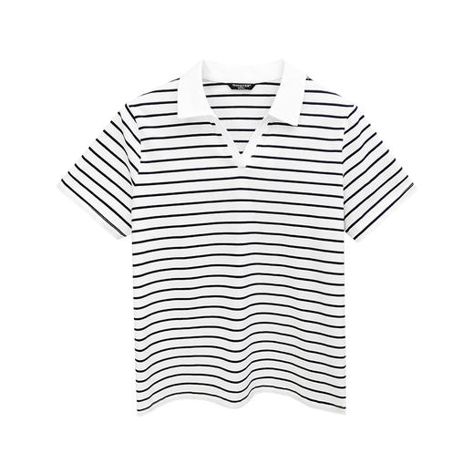 三枪冰泉棉彩条海鸥领短袖女衫T10002A01 商品图3