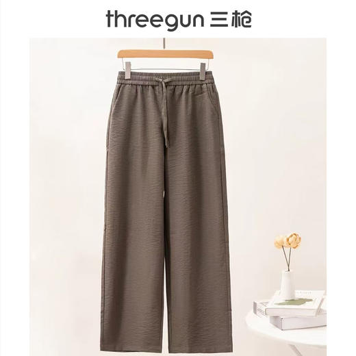 Threegun三枪 麻感休闲女长裤-61396B011 商品图2