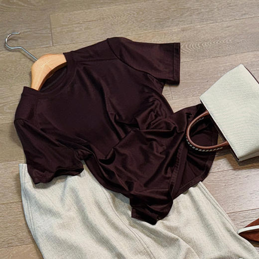 【预售7天】良木礼真丝圆领T恤（26025425） 商品图3