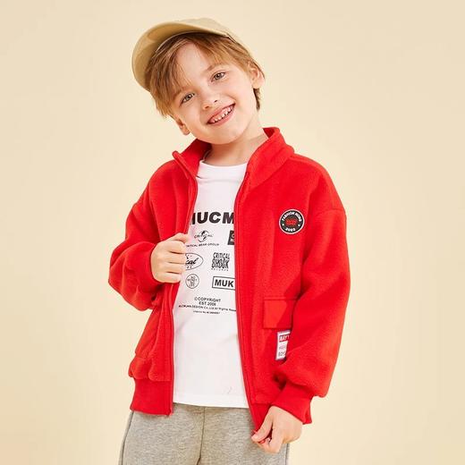 【2025反季抄底清仓】  龙之涵 儿童双贴袋摇粒绒夹克&撞色袖摇粒绒连帽上衣&撞色拼接摇粒绒上衣 中大童秋冬保暖上衣 婴幼儿A类标准 抗静电 商品图0