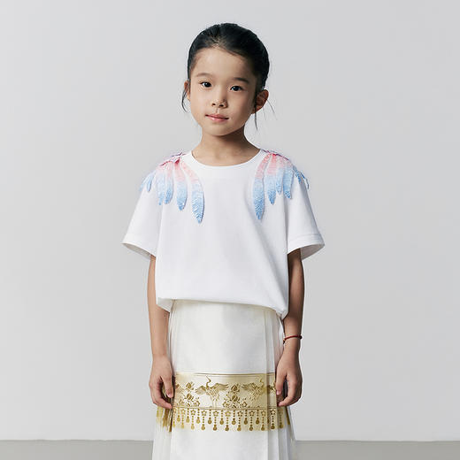 【林栖设计小店】【孟庭苇同款】手工钉珠T恤绣花2025秋季新款短袖女童T3953220 商品图0
