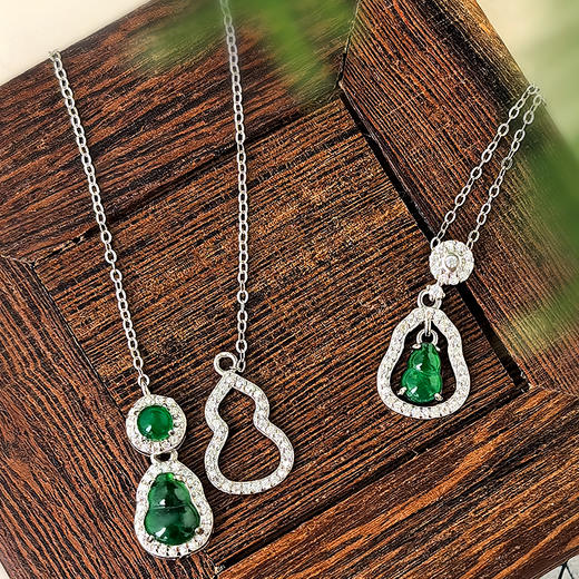 BAOFANDI宝梵迪新中式翡翠葫芦镶嵌玉石轻奢小众高级感锁骨链2025爆款BF 商品图1