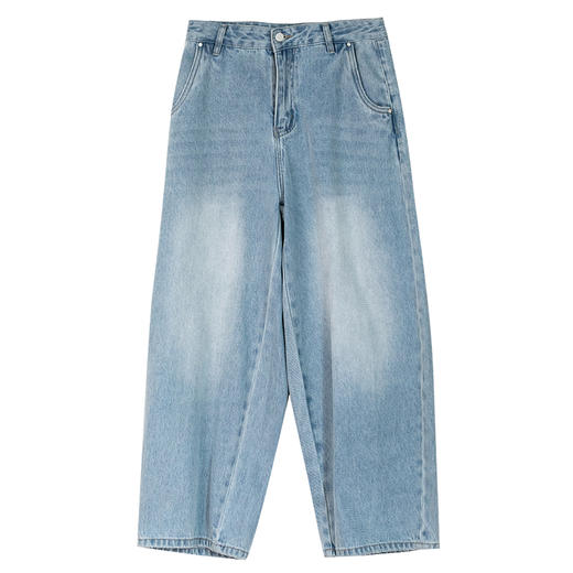 牧衣游原创 牛仔休闲长裤女夏季新款显瘦复古宽松百搭牛仔裤 冷决 商品图4