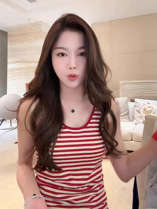 COCO ZONE简约拼色条纹无袖针织衫时尚外穿圆领背心上衣CC2B0652 商品图1