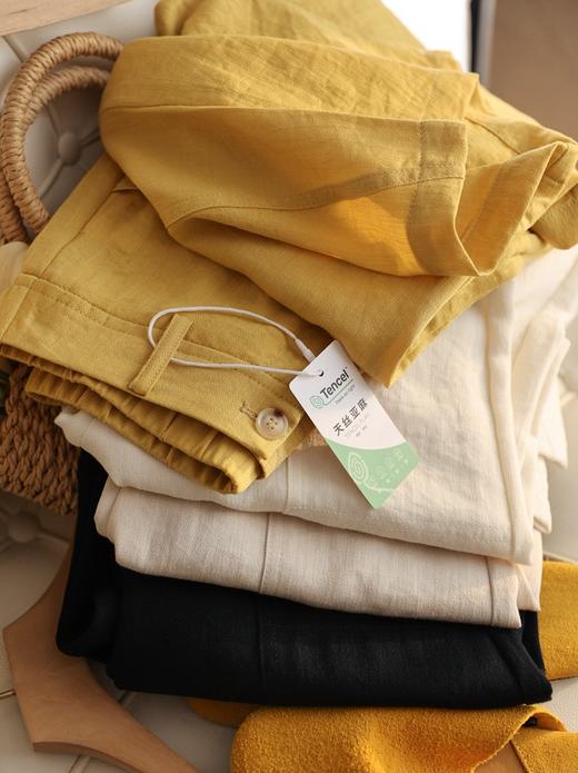 夏日纳凉豌豆裤天丝亚麻松紧腰弧型遮肉九分休闲麻裤 商品图13