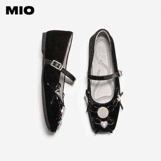 MIO米奥玛丽珍鞋一字带低跟甜美蝴蝶结金属单鞋女M254401602 商品图3