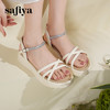 预售7天|仙女风水钻扣带露趾休闲百搭厚底坡跟凉鞋 SFD2115405 商品缩略图2