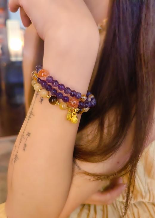 「 有钱花 」九紫离火水晶双圈手链 商品图5