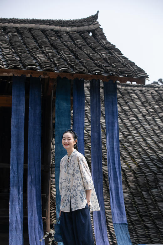 牧衣游原创 印花佰分佰新疆棉衬衫轻薄立领宽松质朴文艺衬衣 菘菘 商品图5