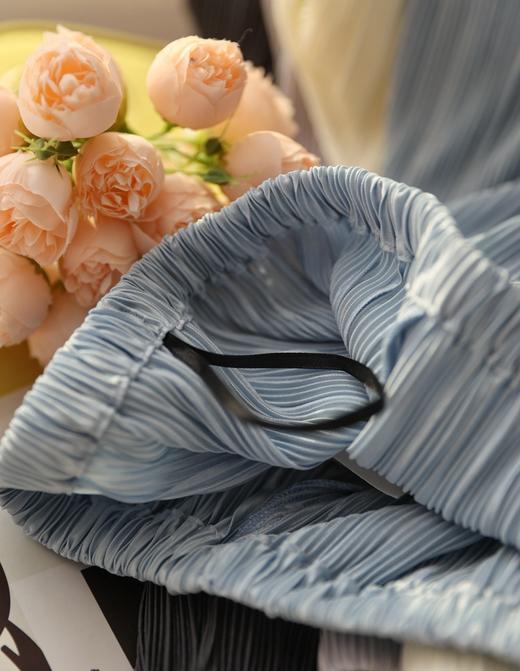 三宅风琴褶皱裤一片式亮丝压褶垂感高腰直筒阔腿裤 商品图11