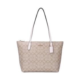 COACH 奥莱款中号女士PVC配皮单肩手提托特包