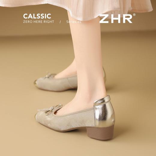 ZHR则则真皮粗跟玛丽珍鞋2025新款气质一脚蹬单鞋蝴蝶结芭蕾女鞋 商品图9
