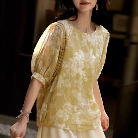 【樱西玛ENXIMANE 灯笼袖小衫系列】轻盈显肩薄 轻薄舒适透气 复古灯笼袖设计 镂空蕾丝拼接