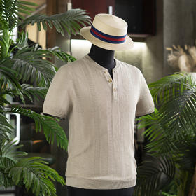25夏季新款男士亚麻亨利领短袖T恤衫  五色可选——不退不换