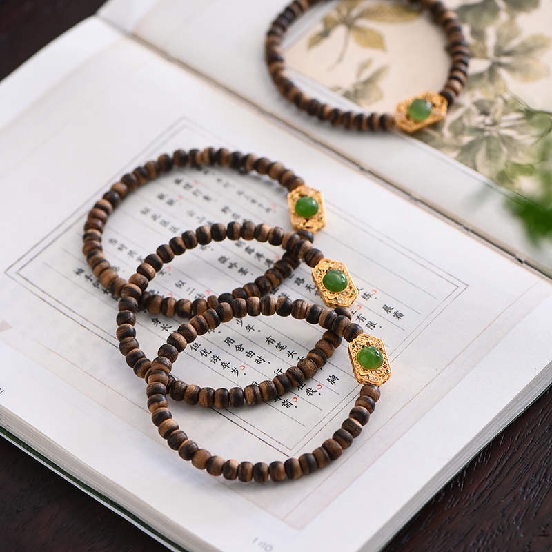 天然文莱沉香桶珠 九分沉 5.5mm  SP11646