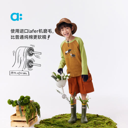 【达人专属】allblu幼岚【撸猫棉】儿童长袖t恤女男童25春季新款印花插肩上衣 商品图2