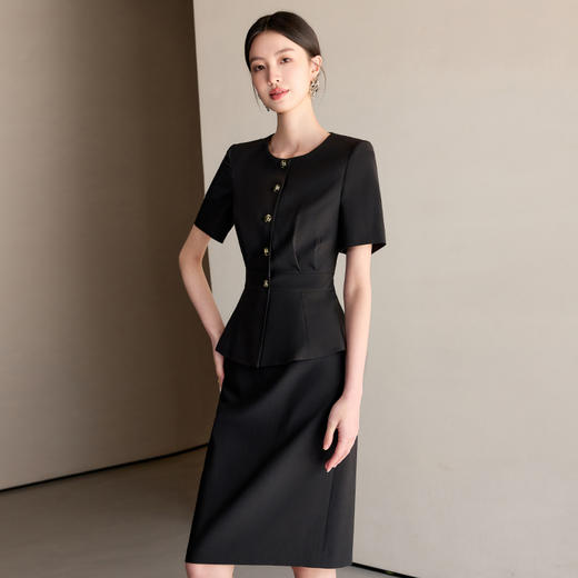 IWY/黑色短袖西装套裙女夏季款气质高级感销售接待职业装工作服25CS745 商品图2