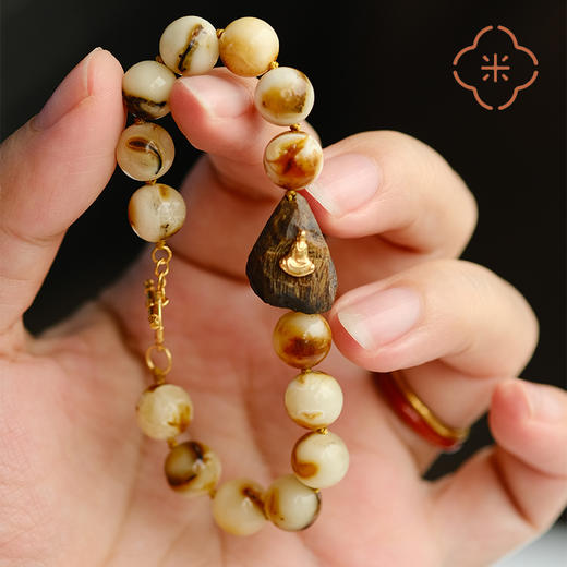 米马饰物 设计款 奇楠沉香沉水树丁搭药珀无相佛手钏 破除我执～ 商品图1