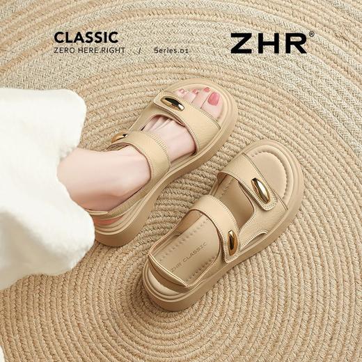 ZHR则则金属扣厚底凉鞋2025新款气质百搭罗马沙滩凉鞋ins法式女鞋 商品图7