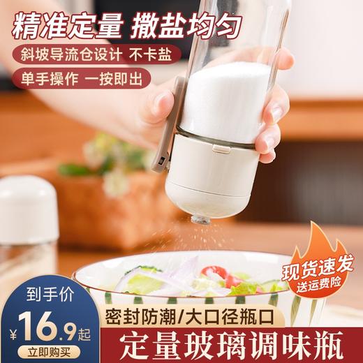 【简约定量调味罐】定量盐罐调料罐盐瓶可控按压式密封调料瓶计量玻璃密封调料器皿 商品图0