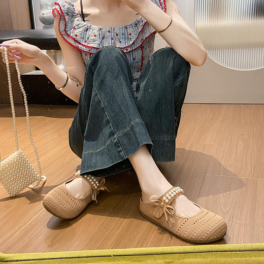 【复古时尚 透气舒适 隐形增高】特妮娜小香风飞织凉鞋懒人勃肯鞋 鞋面镂空网眼设计 商品图13