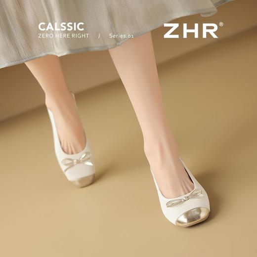ZHR则则真皮粗跟玛丽珍鞋2025新款气质一脚蹬单鞋蝴蝶结芭蕾女鞋 商品图7