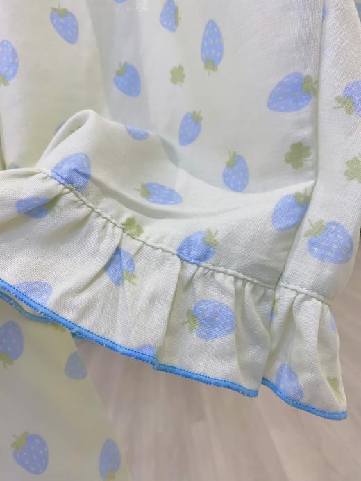 松植屋女款草莓纱布短袖中裤套装女士夏季薄款100%全棉双层纱睡衣家居服 商品图6