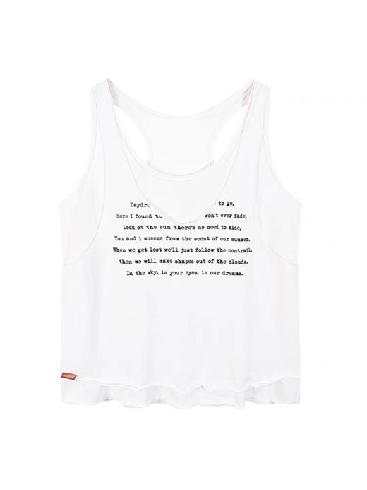 马得工地/MDGDBX252337/歌词印花假两件宽松雪花棉背心 商品图3