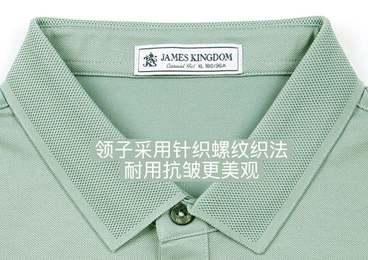 占姆士男士含桑蚕丝纯色螺纹翻领POLO衫新 商品图4