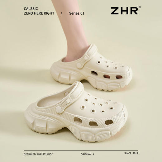 ZHR则则踩屎感增高两穿洞洞鞋女夏季新款凉鞋一脚蹬拖鞋休闲鞋 商品图5