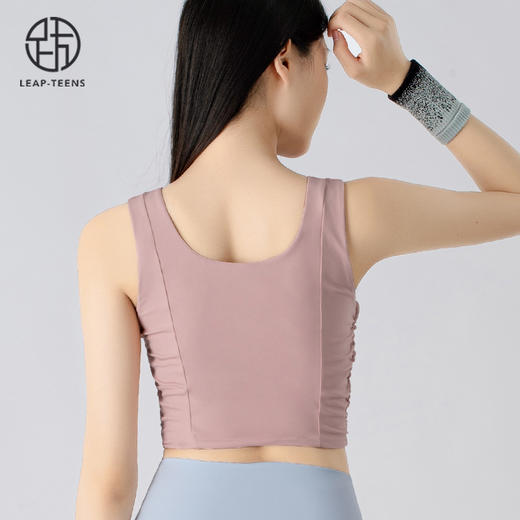 跃牌【小甜心】系列 夏新品遮副乳运动背心女带胸垫可外穿瑜伽服上衣WX785 商品图4