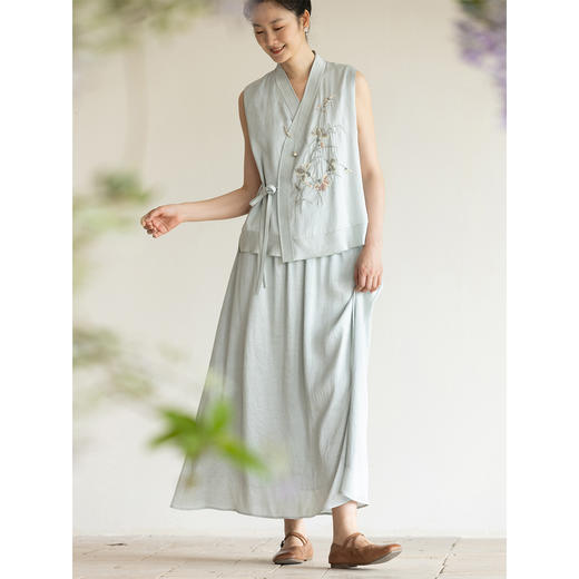 牧衣游原创 12姆米桑蚕丝炒色半身裙质朴复古禅意宽松半裙 去野 商品图1