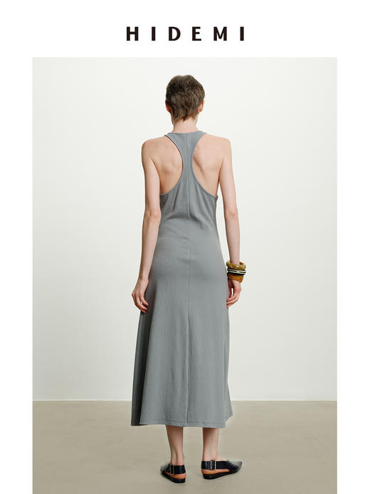 HIDEMI度假系列显瘦弹力自然棉工字背心百搭经典万能连衣裙长裙 商品图8