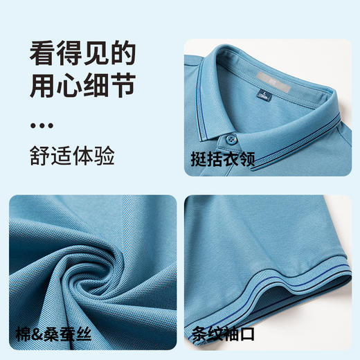 【含桑蚕丝】圣得西男士POLO衫2025夏季新款休闲百搭翻领短袖T恤 商品图4