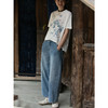 牧衣游原创 牛仔休闲长裤女夏季新款显瘦复古宽松百搭牛仔裤 冷决 商品缩略图1