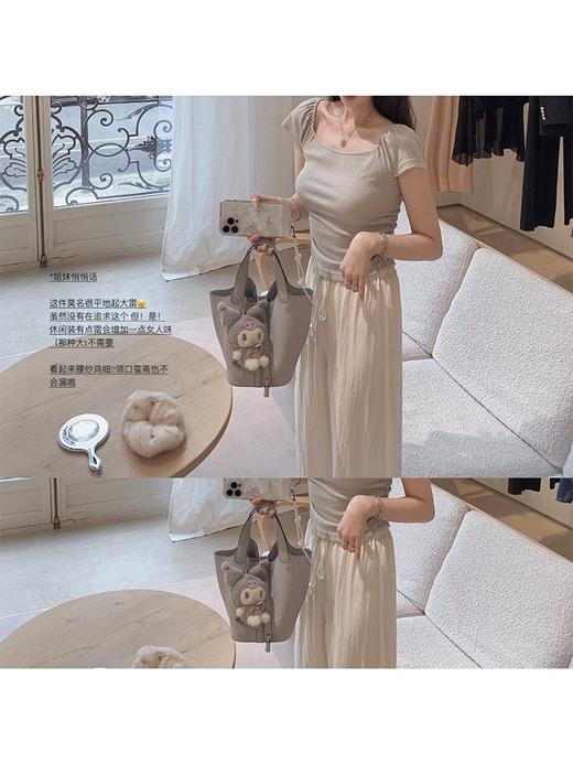 金蘑菇菇 见习爱神 版型t /巧妙版型 方领露锁骨设计感别致上衣 商品图5