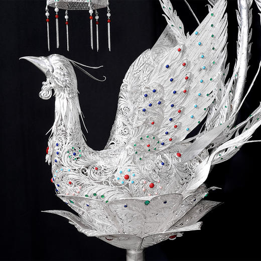 子佩集S999银手工银花丝【凤鸣朝阳宫灯银花丝摆件】大师工坊原创设计（一对）2506 商品图6