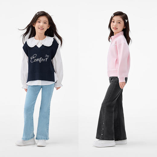 森马儿童2025年秋季女中童长裤牛仔喇叭裤 商品图2