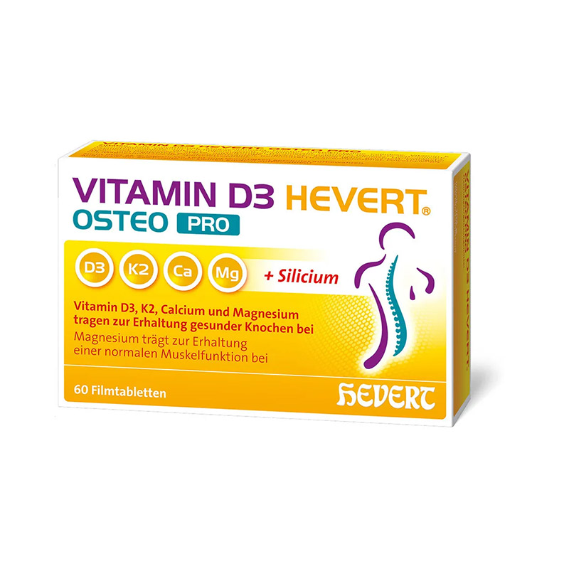 德国Hevert菲德维生素D3K2钙镁硅五维护骨片60粒【德国直邮 下单请提供身份证正反面照片】