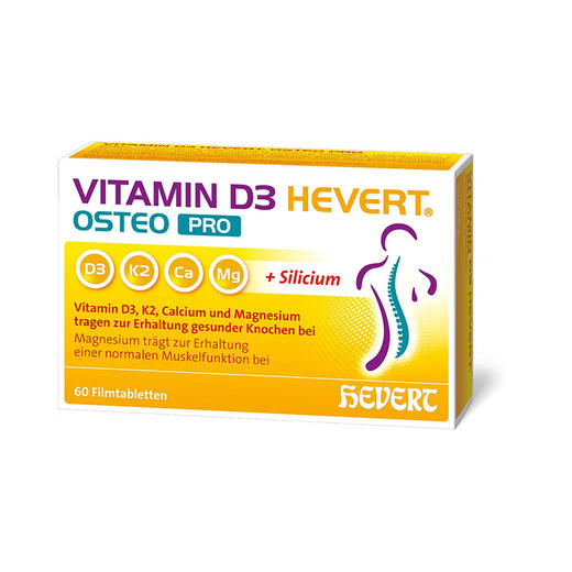 德国Hevert菲德维生素D3K2钙镁硅五维护骨片60粒【德国直邮 下单请提供身份证正反面照片】 商品图0
