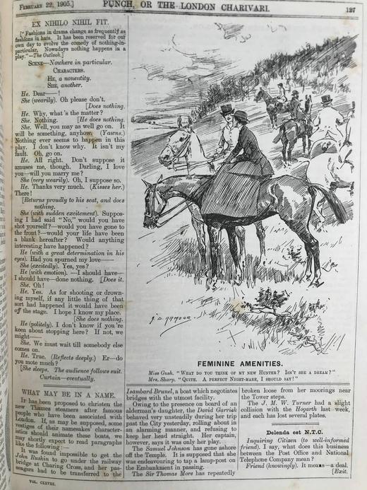 1905年 英国讽刺漫画杂志《笨拙》 约千幅插图 漆布精装16开 商品图7