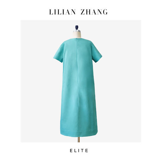 E“定制”——复古风———浪漫风情——绿松石法式圆领A摆连衣裙 2501039 商品图2